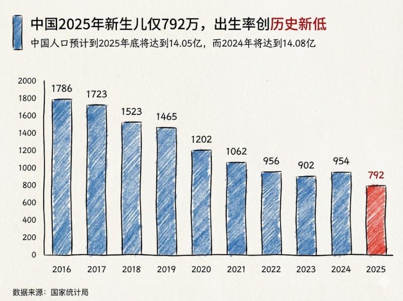 易富贤：中国2025新生儿跌破800万!!对短期和中期的中国意味着什么?-duli 读立
